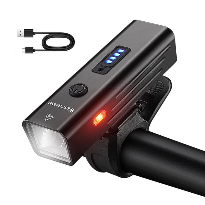 Hoge helderheid aluminium fietslicht 250 lumen USB oplaadbare fietslamp Lichtdetectie gray