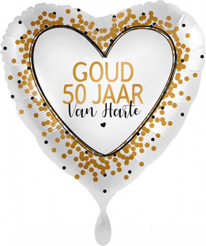 Folieballon - 50 jaar - confetti goud