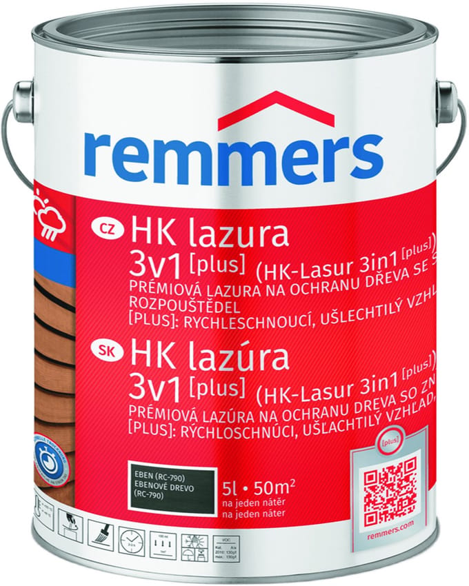 Remmers - HK 3in1 glazuur [plus] 5 l, Ebbenhout
