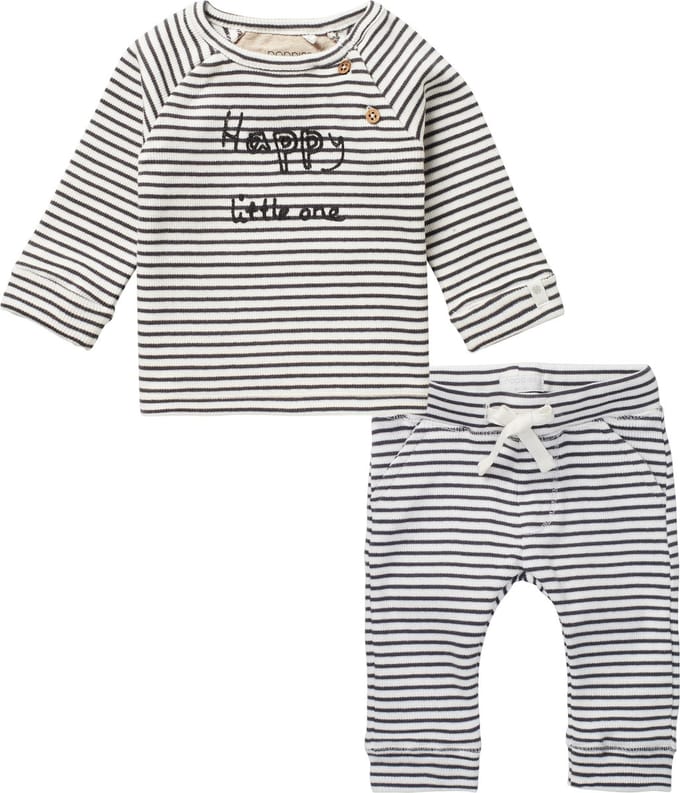 Noppies - Kledingset - Broek gestreept blauw wit - Shirt gestreept - Maat 68
