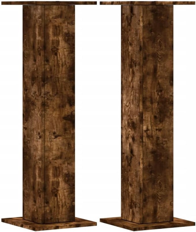Set van 2 Houten Luidsprekerstandaards 95 cm Hoge Sierlijke Afwerking Eikenlook