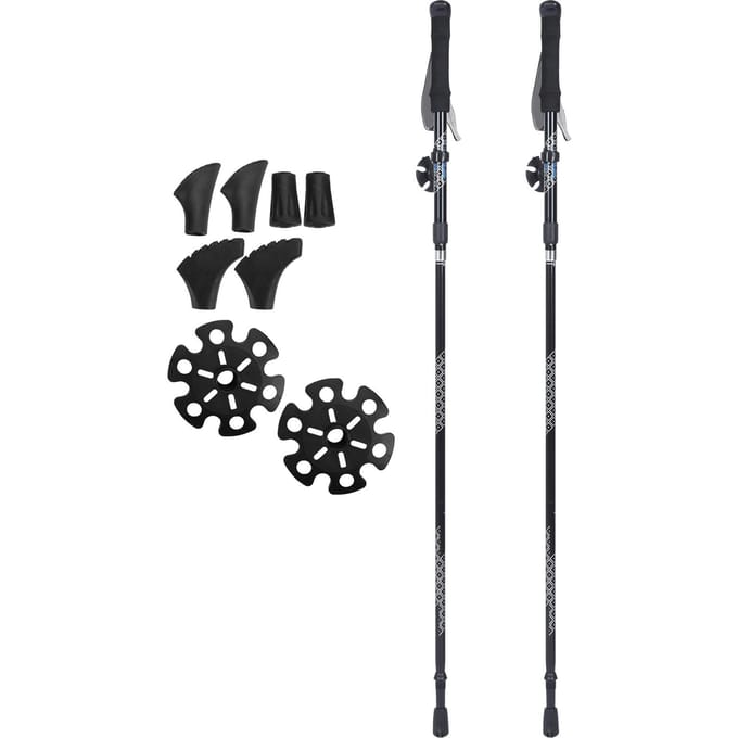 1 Paar 5-delige Opvouwbare Demping Alpenstock Binnenste Vergrendeling Telescopische Wandelstokken black