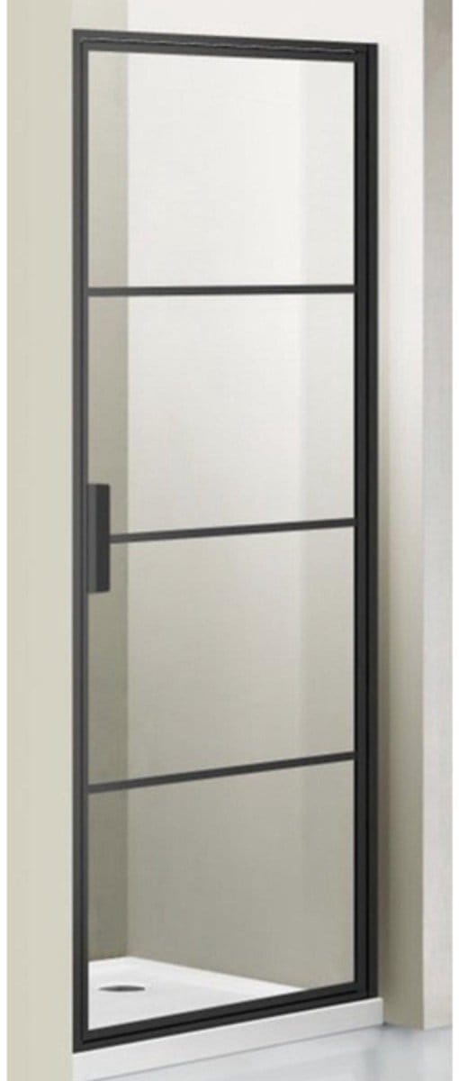 FugaFlow Efficiente Vetro Douchedeur - 80x200cm - frame lines buitenzijde - anti kalk - mat zwart