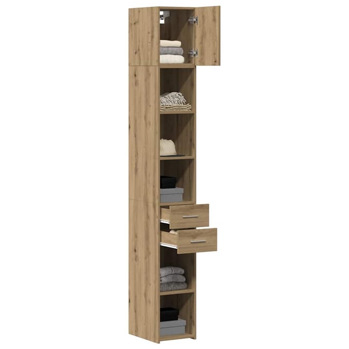 vidaXL - Opbergkast - 2 - st - Artisan - Eiken - 30 - x - 42,5 - x - 225 - cm