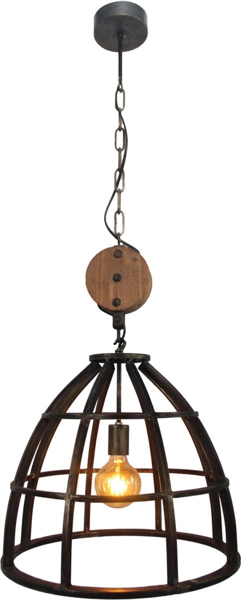 Chericoni Aperto Hanglamp - 1-lichts - Ø47 cm - Black steel - Hout