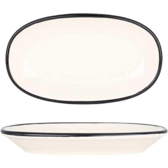 Bonna Serveerschaal - Linea Black - Porselein - 15x8.5 cm - set van 4