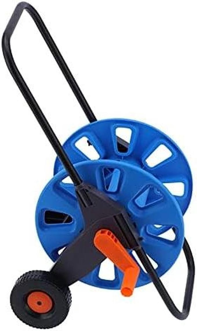 Tuinslang Haspel - Slangkar Trolley - Gazon Besproeien - Duurzaam Aluminium - Tot 50 Meter - Grijs