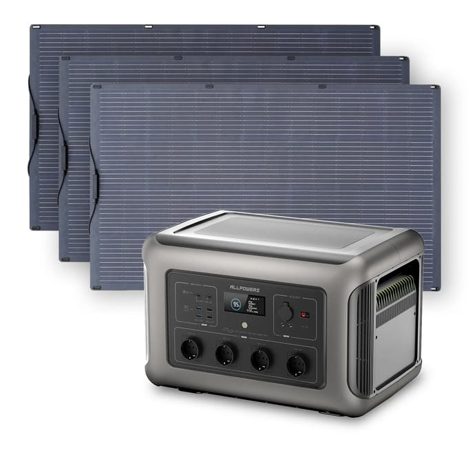 ALLPOWERS Solar Generator Kit 3500W (R3500 V2 + SF200 200W Flexible Solar Panel) - R3500+3PCS SF200 200W Solar Panel