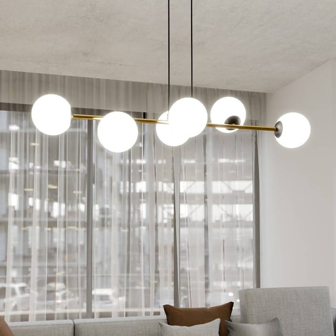 EMIBIG LIGHTING Hanglamp Gravity, opaalwit/goud/zwart, glas, E14