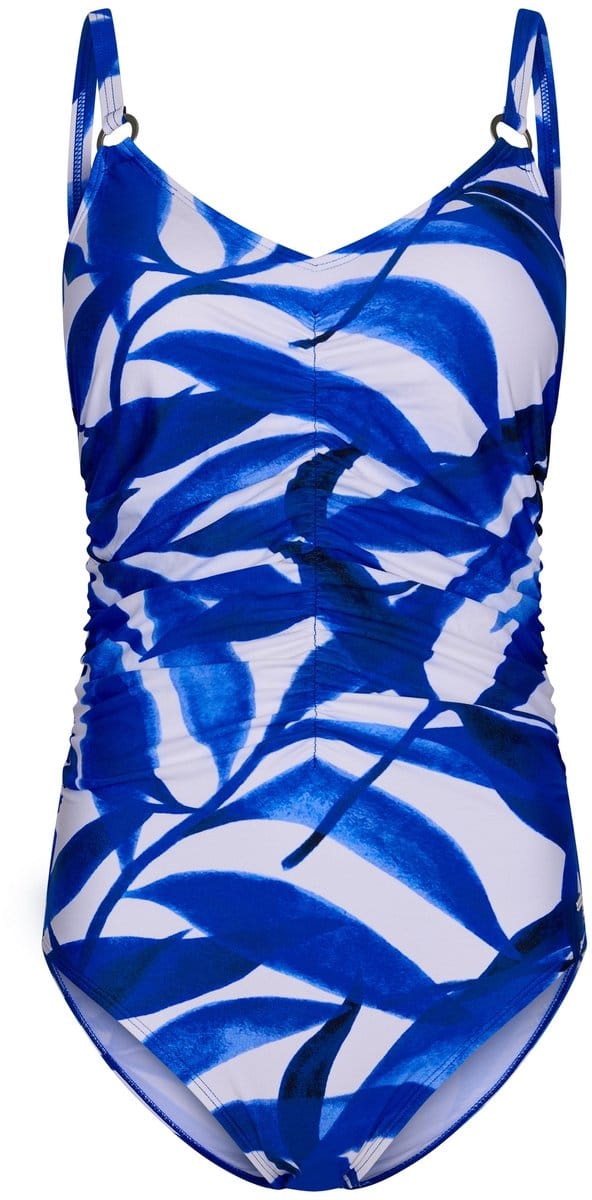 Pastunette Badpak Cobalt Leaves - Blauw/Wit - Corrigerend - Maat 38