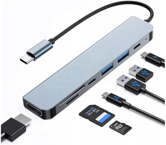 DOCKINGSTATION USB-C HUB 7-in-1 HDMI 4K UHD SD/TF