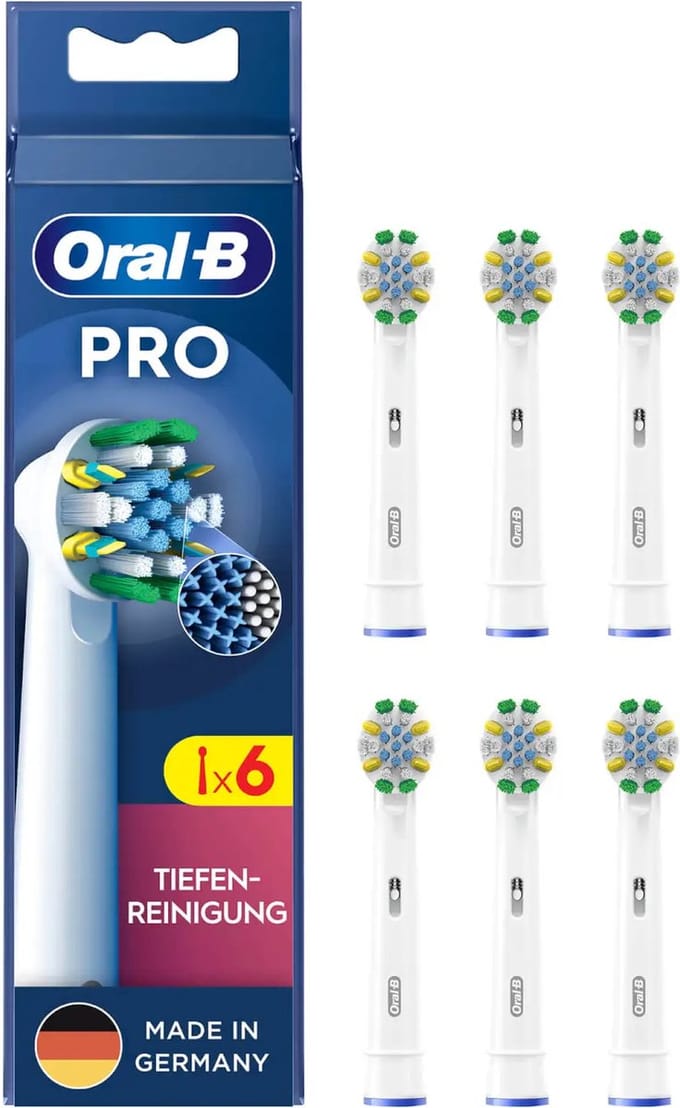 Brosses de rechange Braun Oral-B Pro Series avec lingettes interdentaires, élimination de la plaque dentaire, paquet de 6, EB25RX-6 [Importation parallèle] blue