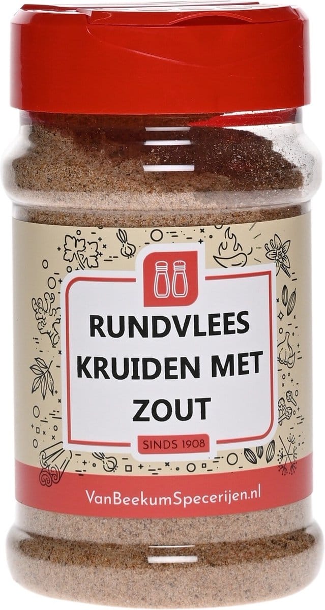 Van Beekum Specerijen - Rundvlees Kruiden Met Zout - Strooibus 230 Gram