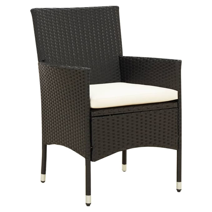 vidaXL - 5-delige - Tuinset - met - kussens - poly - rattan - zwart