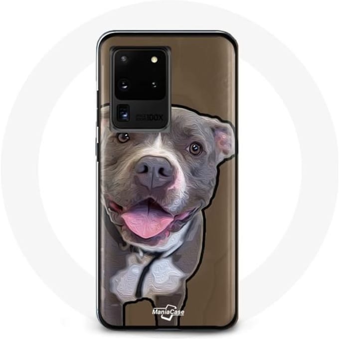 Hoesje voor Samsung Galaxy S20 Ultra Pitbull Dog Wit Grijs wit