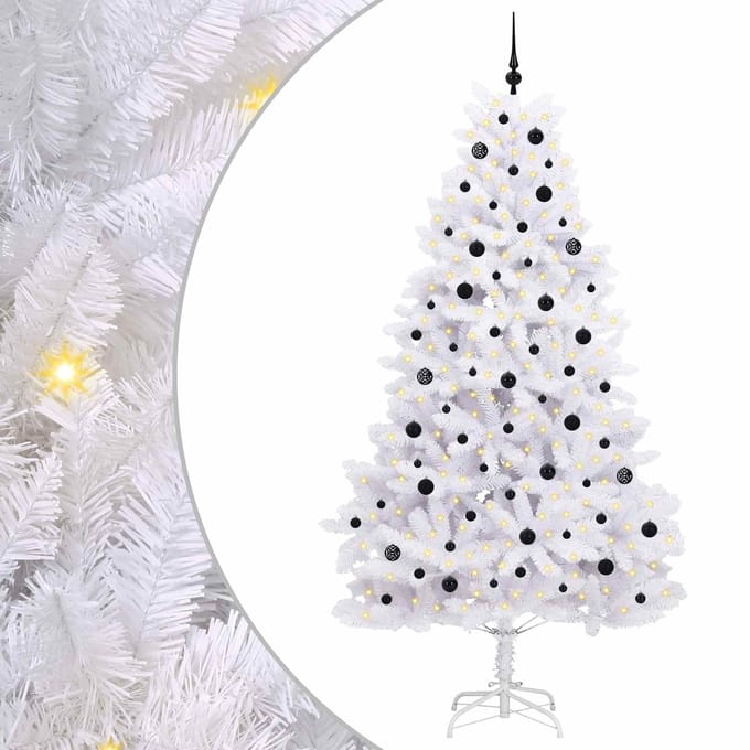vidaXL - Kunstmatige - Hinged - Kerstboom - Wit - 240 - cm - PVC - en - Staal