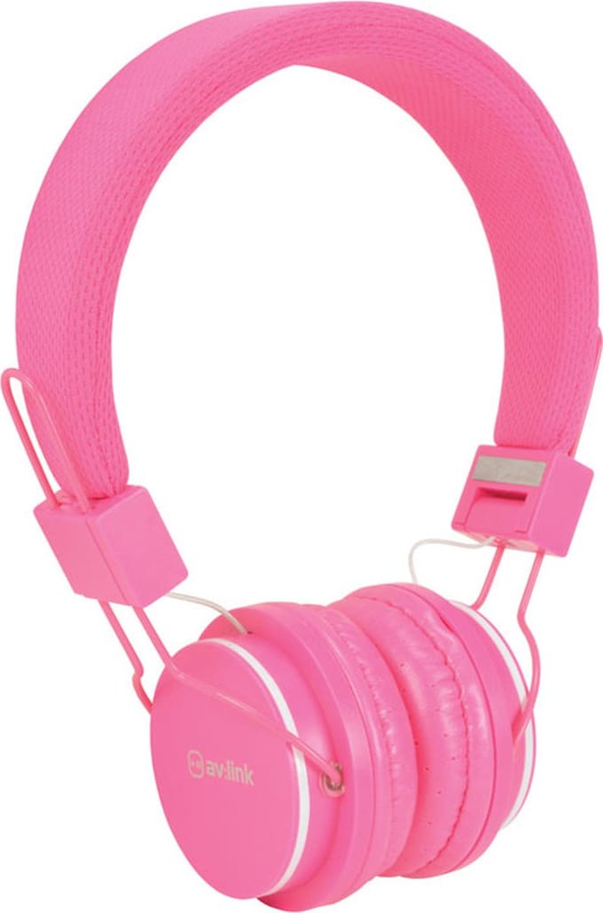 AV:Link CH850-PNK educatieve school kinderhoofdtelefoon met volumebegrenzer en microfoon