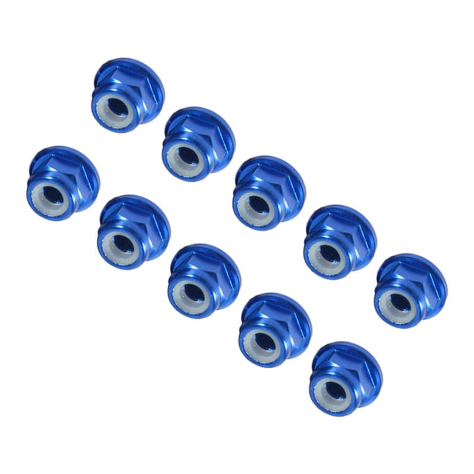10 stuks M3 Nylon Inzet Zelfborgende Aluminium Moeren Zeskant Borgmoer Koningsblauw