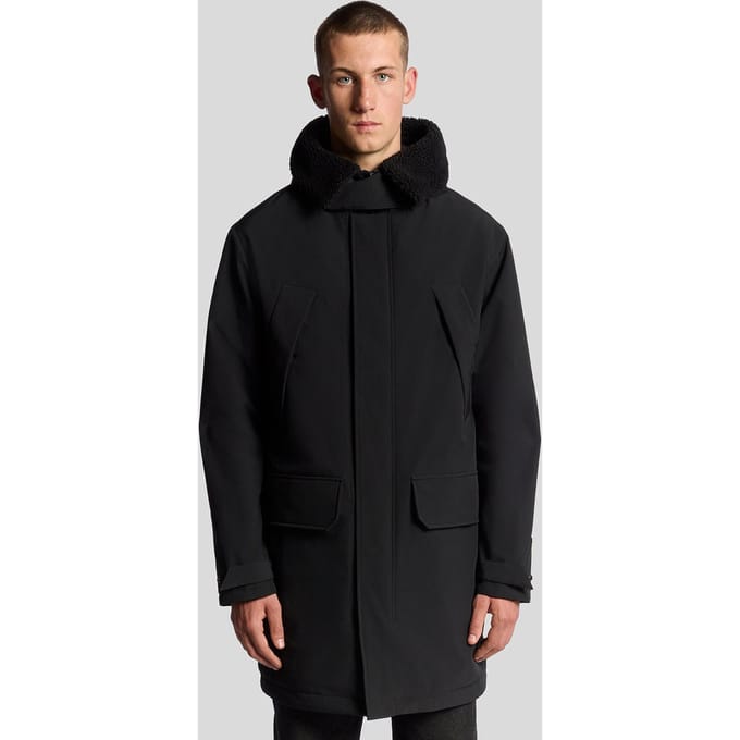 Lyle & Scott Heavyweight Faux Shearling Collar Parka - Zwart