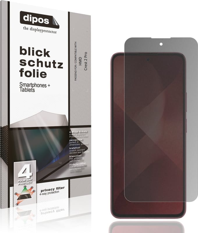 dipos – Matte Privacy Screenprotector geschikt voor HMD Crest 2 Pro | Anti-Spy Beschermfolie