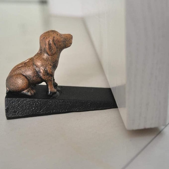Deurstopper Hond - Deurwig Gietijzer - Deur Open Houden - Antislip Bodem - 15 x 10 x 5.3 cm - Zwart
