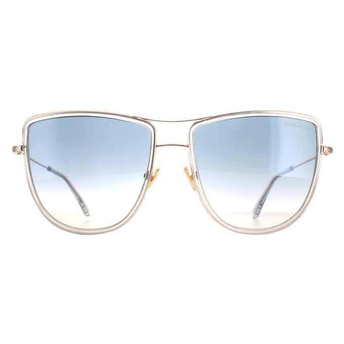 Tom Ford Aviator Dames Shiny Rose Gold Smoke gradiënt Tina FT0759