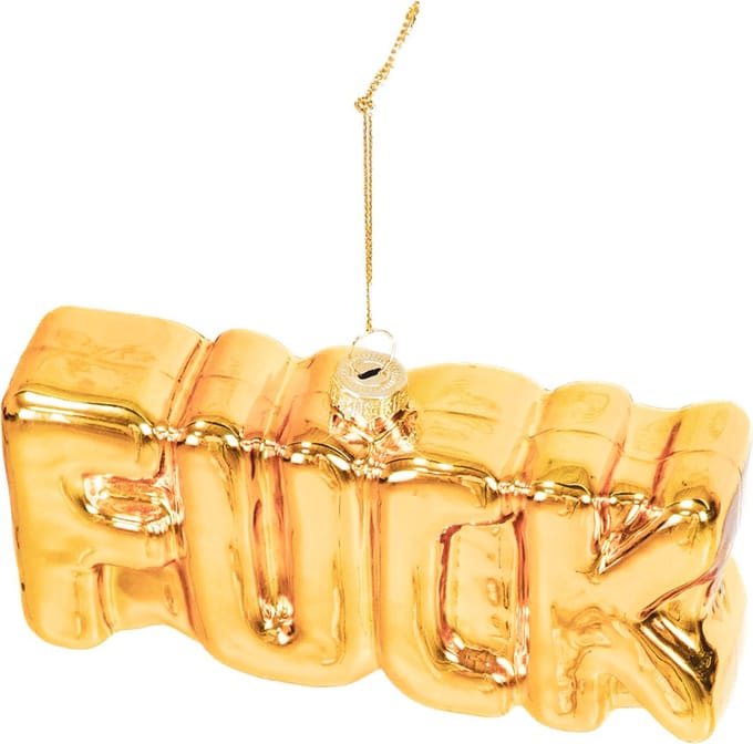 Kersthanger - FUCK - Glas - Goud - 14,5x3,5x7,5cm