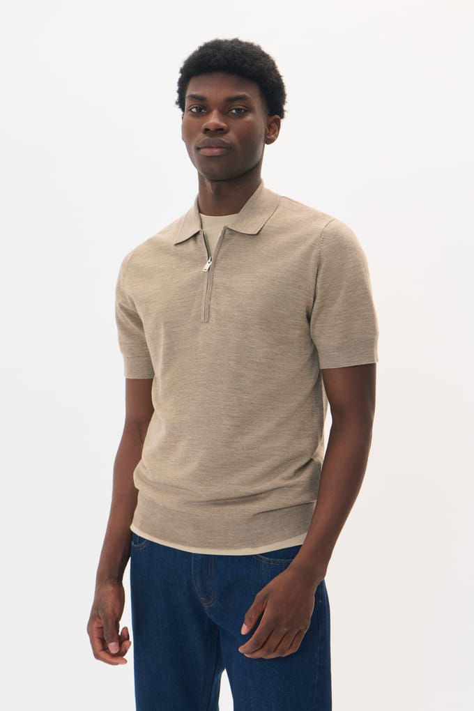 Slim fit Poloshirt van pure wol