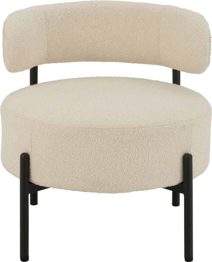 J-Line loungestoel Bouclé - multiplex/polyester - wit/zwart