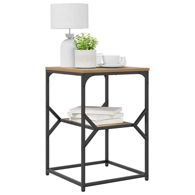 vidaXL - Bijzettafel - Artisan - Eiken - 41 - x - 40 - x - 60 - cm
