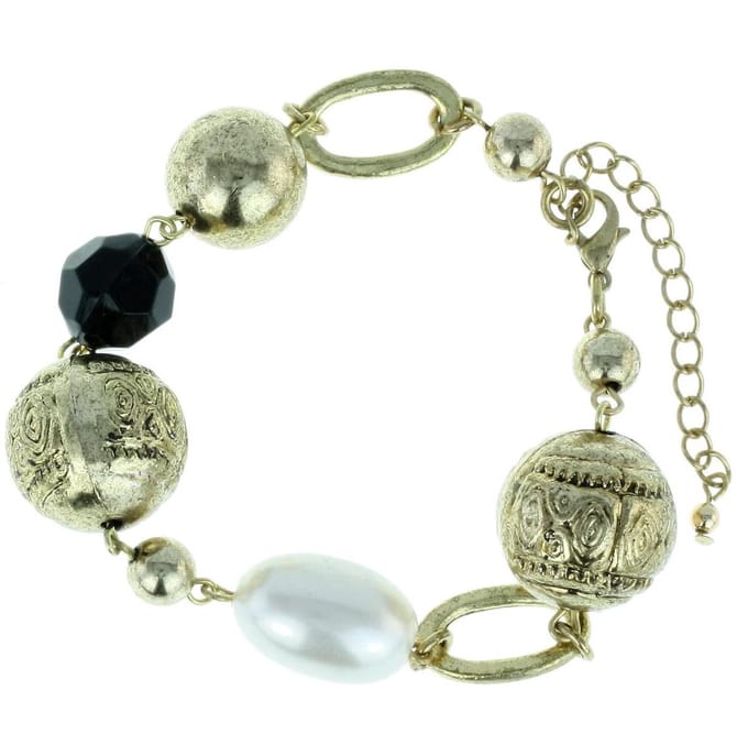 Behave - Goudkleurige armband met parel - Vintage stijlaccent