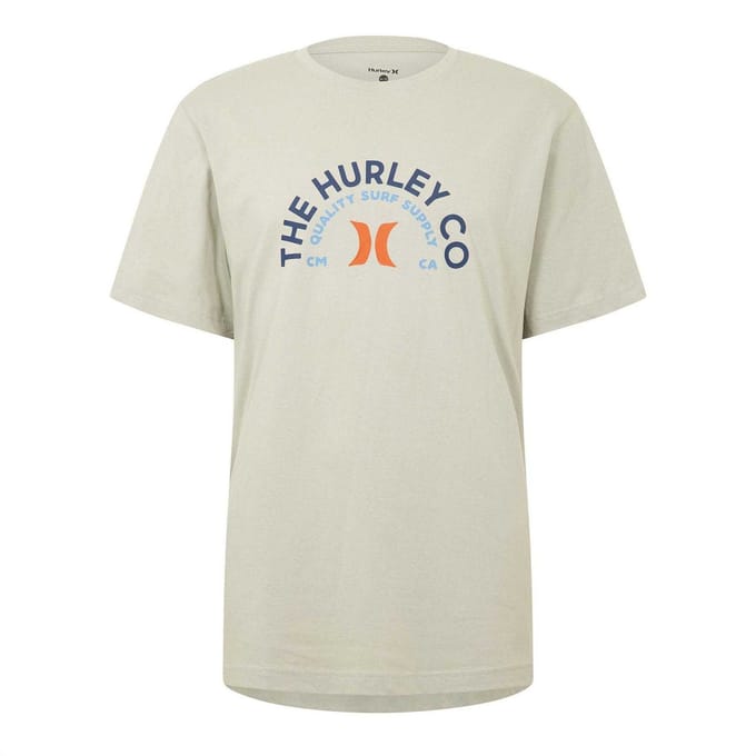 Hurley Heren Gebogen Logo T-Shirt (Grijs)