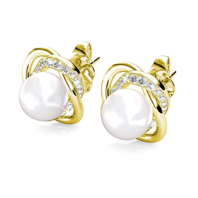 Simply Pearl oorbellen - Goud en kristal
