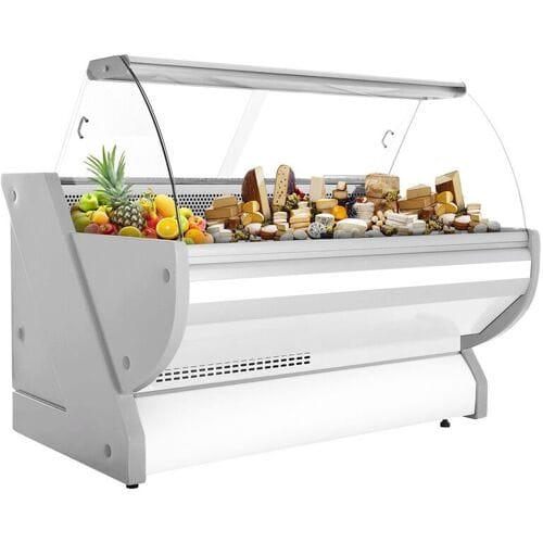 GGM Gastro Kühl-/ Fleischtheke - 2000mm - Weiß - mit Fleischlicht & beleuchteter Frontblende Grijs