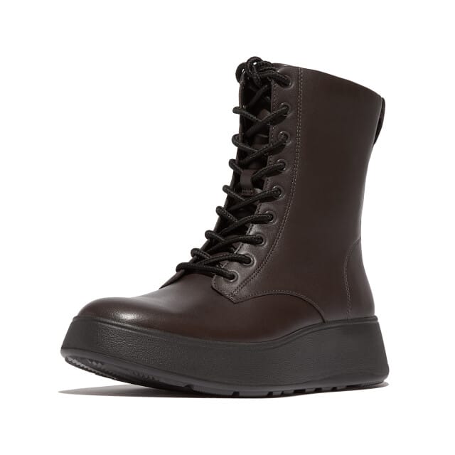 FitFlop F-Mode Leather Lace-Up Flatform Ankle Boots BRUIN - Maat 36