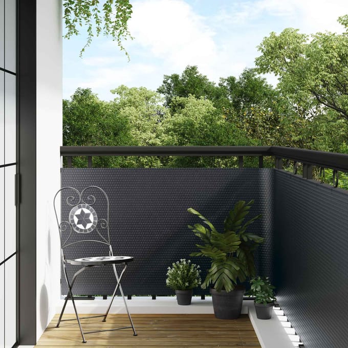 vidaXL - Balkonscherm - Donkergrijs - 400 - x - 100 - cm - poly - rattan