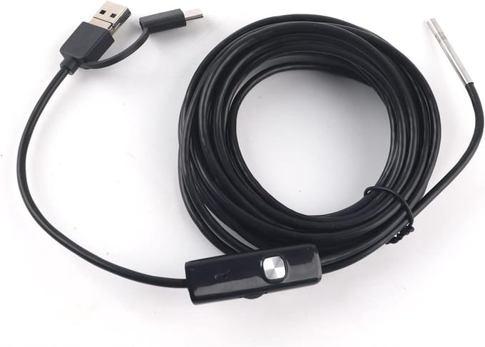 Waterdichte Endoscoop met 3,9 mm Lens en HD-camera, 6 LED-lampen, Compatibel met Android en Type C (5 meter kabel)