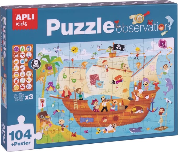 APLI | Piratenschip Observeer Puzzel 104 Stuks