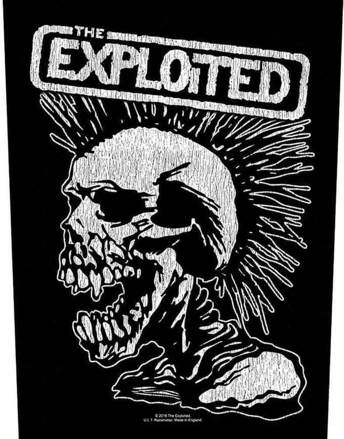 The Exploited - Vintage Skull Rugpatch - Zwart