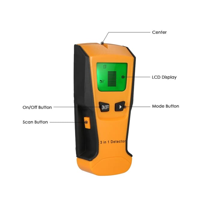 Stud Finder 3-in-1 multifunctionele LCD digitale wanddetector Metaal Hout AC-kabel Live Wire Scanner oranje