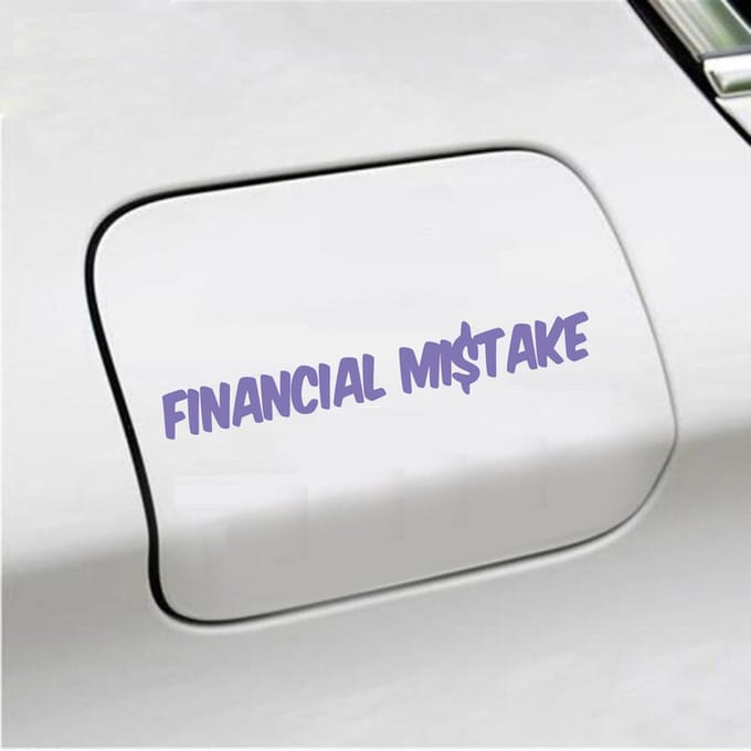 Bumpersticker - Financial Mistake - 4,1 X 25 - Paars