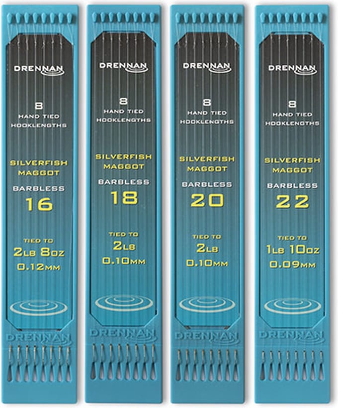 Drennan Onderlijnen Silverfish Maggot Barbless 15cm - Maat : haak 16 - 0.12mm