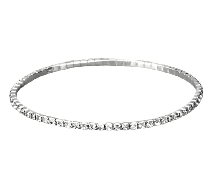 Stretch enkelbandje- Zilverkleur- Strass - Charme Bijoux