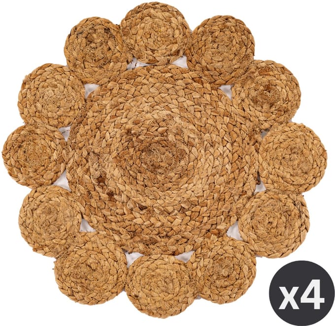 TISECO HOME STUDIO - Placemat FLOWER JUTE - SET/4 - jute - Rond - Dia 37 cm