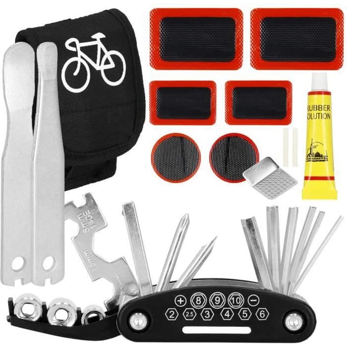 Springos Fietsbanden Reparatieset - Multitool - Etui - Metaal