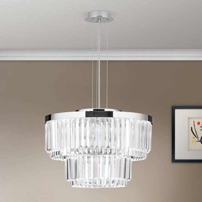 ORION LED hanglamp Prism, rond, Ø 55 cm, chroom