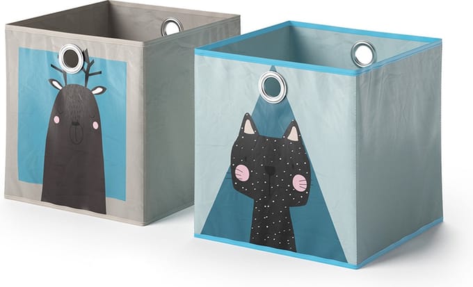Vicco Opvouwbare box – 30 x 30 cm Set van 2 Grijs/Blauw