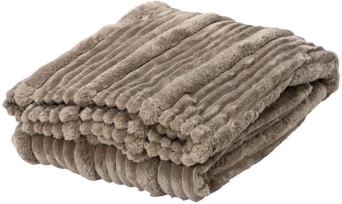 Decoris woondeken polyester ribfluweel grijs 170x130cm plaid bank.
