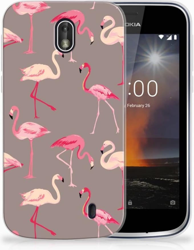 Nokia 1 TPU Hoesje Flamingo