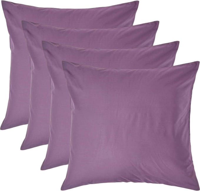 Homescapes Kussensloop 60x60 cm Set van 4 – Paars – 100% Egyptisch Perkal Katoen – 200 TC